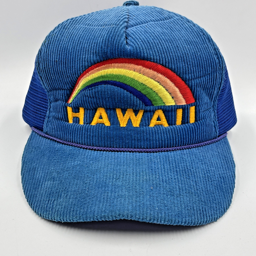 Vintage Hawaii Tourist Cap Hat Rainbow Snapback Trucker Mesh Hawaiian 80s 90s